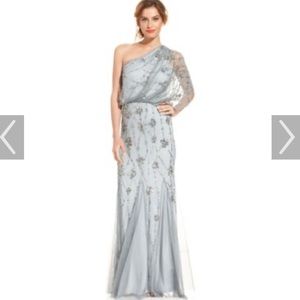 One shoulder evening gown.